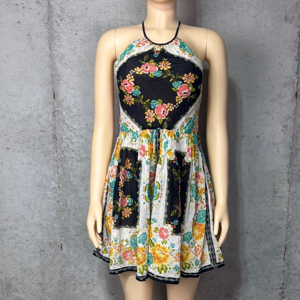 Ecote Black Y2K and Orange Embellished Tie Front Sundress Sz 6